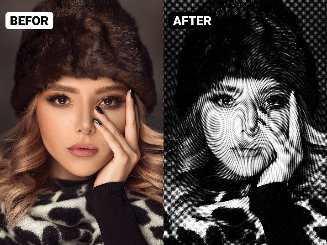 线点半色调图案效果PS动作 Dotted Halftone Pattern Photoshop Action 插件预设 sucaiwan.com