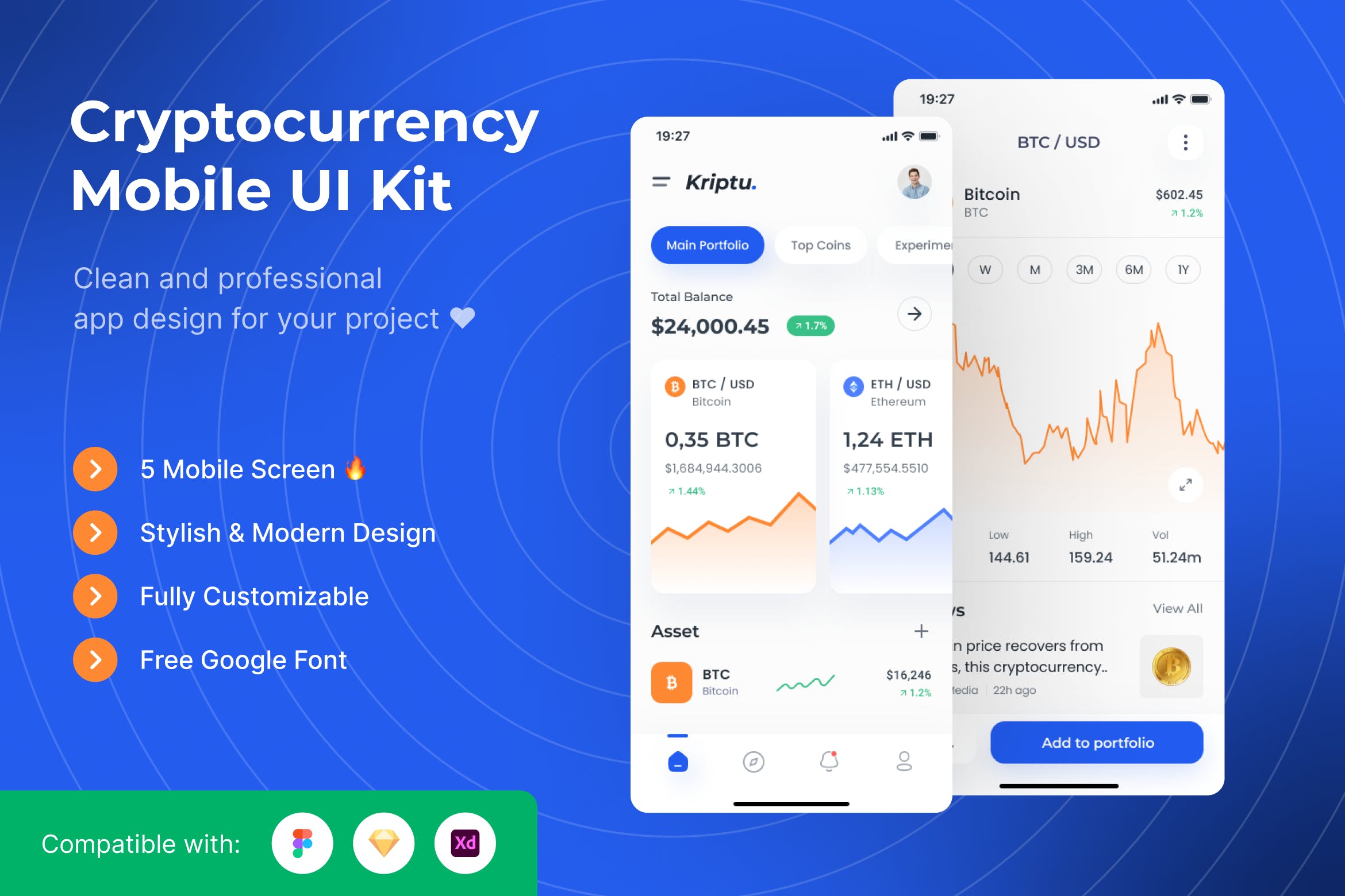 加密货币App移动应用UI套件模板 Cryptocurrency Mobile App UI Kits Template APP UI sucaiwan.com