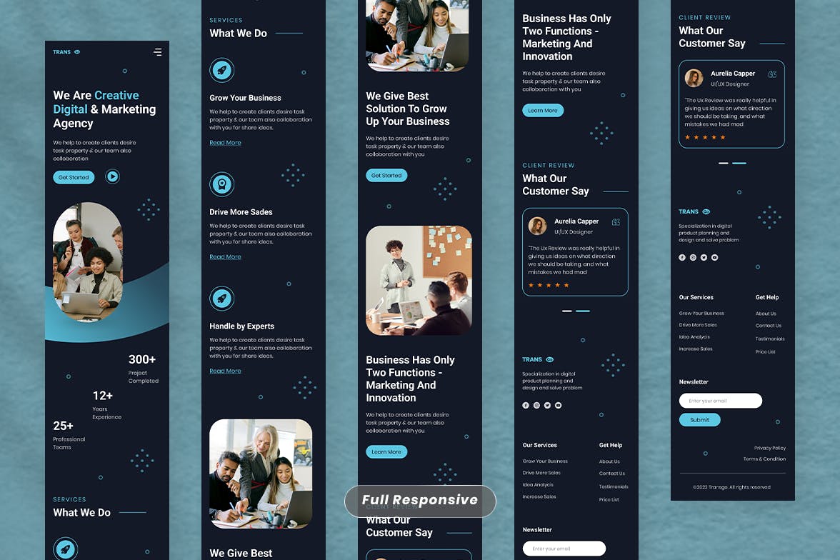 数字代理商网站着陆页设计模板 Digital Agency Landing Page – Transgo APP UI sucaiwan.com
