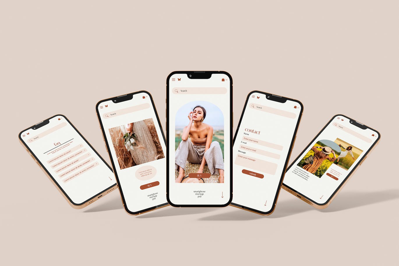 简约场景苹果iPhone手机样机psd模板v2 Smartphones Mockup 样机素材 sucaiwan.com