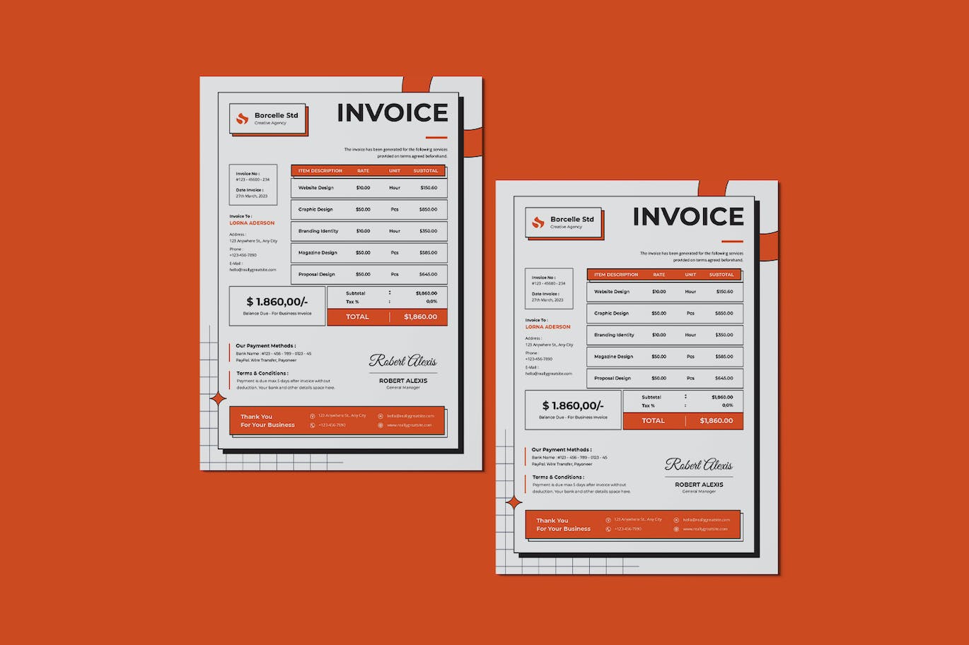 波普艺术商业单据发票设计模板 Minimal Pop Art Invoice 样机素材 sucaiwan.com