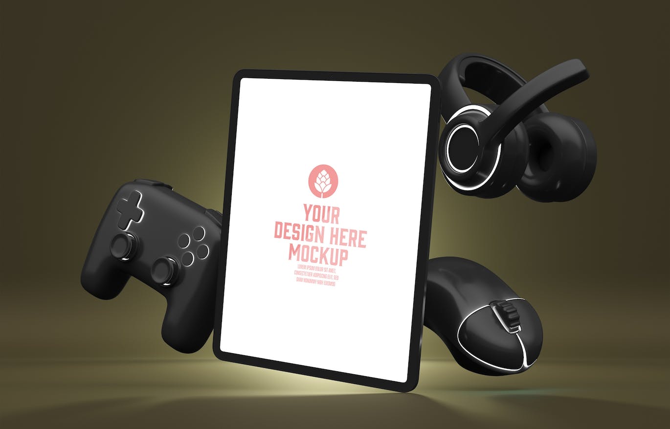 3D外设元素多媒体设备屏幕UI样机图psd素材 Set Multimedia Devices Mockup 样机素材 sucaiwan.com