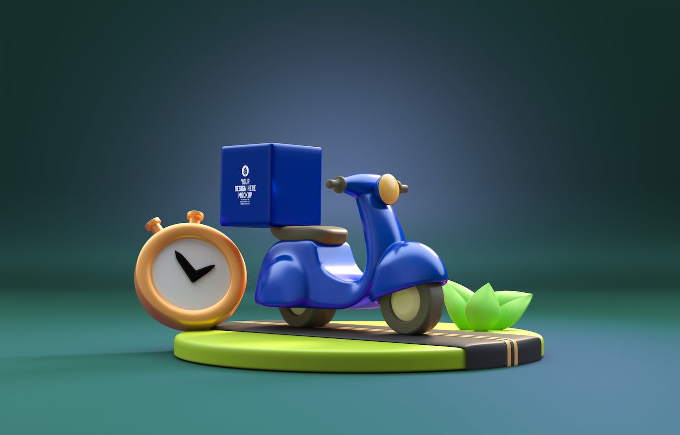 食品交付配送外卖品牌样机图psd素材 Set Fast Delivery Food Concept Mockup 样机素材 sucaiwan.com