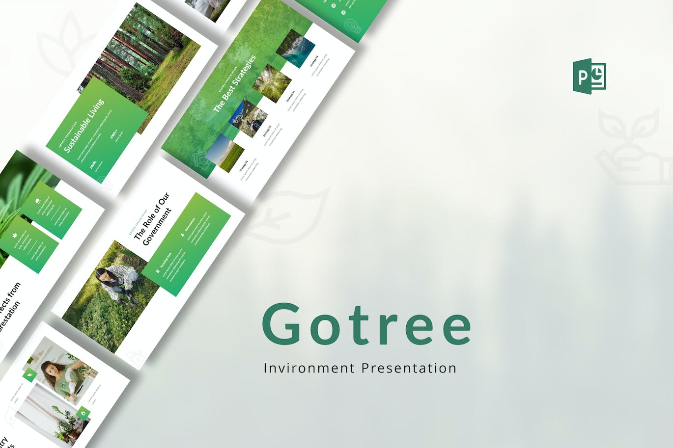 绿色生态环境PPT幻灯片模板素材 Gotree – Environment Presentation PowerPoint 幻灯图表 sucaiwan.com