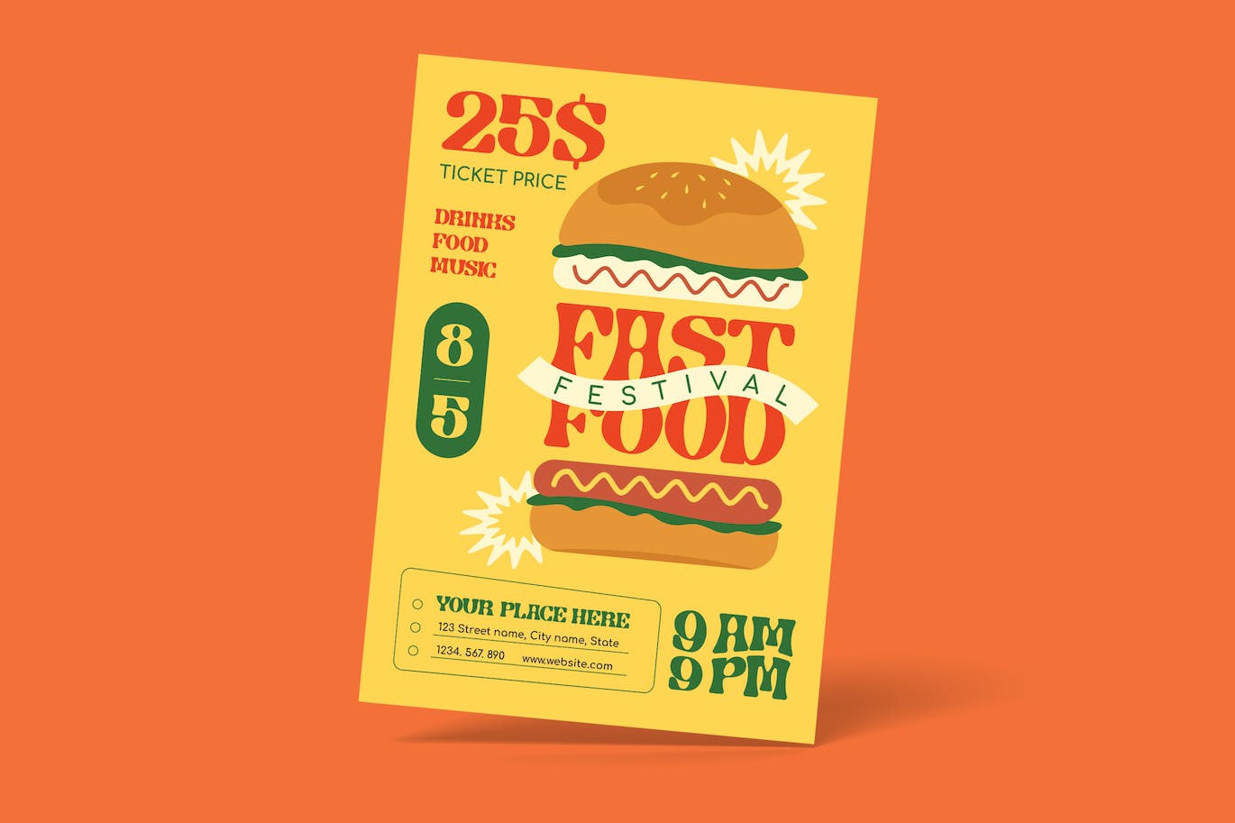 西式快餐食品宣传单模板 Fast Food Festival Flyer 设计素材 sucaiwan.com