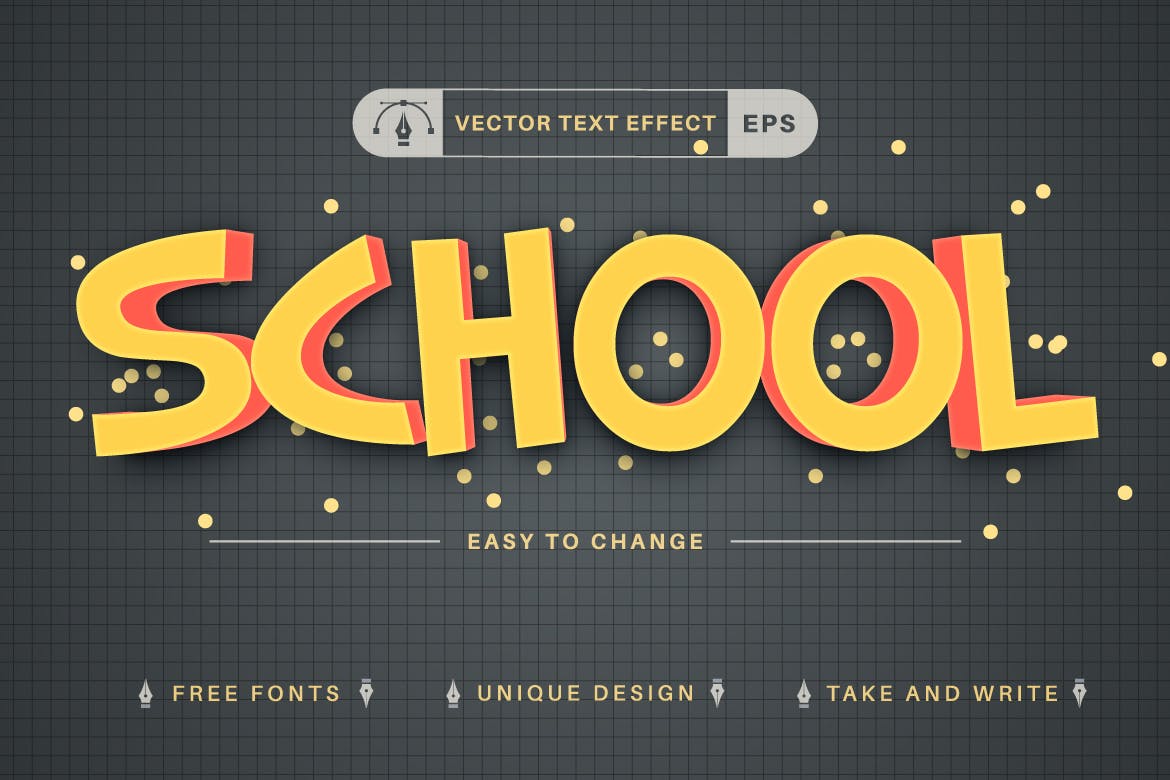 学校海报矢量文字效果字体样式 School – Editable Text Effect, Font Style 插件预设 sucaiwan.com