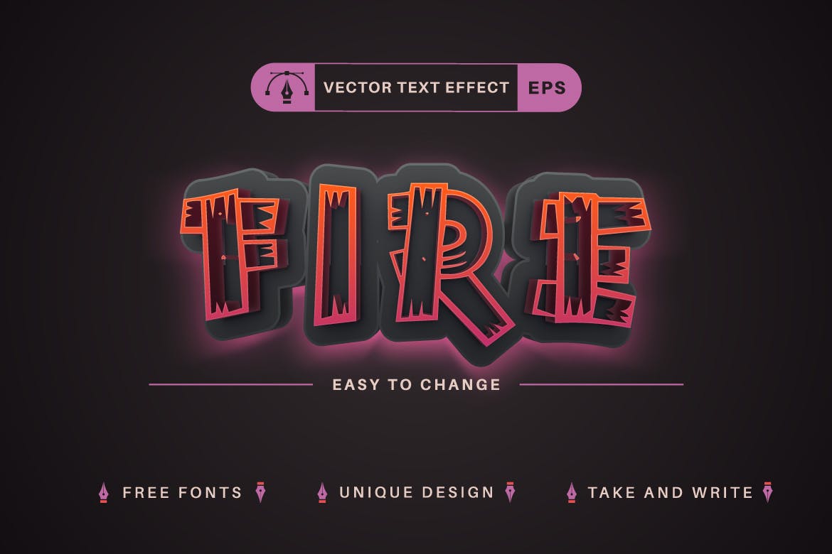 木制恐怖矢量文字效果字体样式 Wooden Horror – Editable Text Effect, Font Style 样机素材 sucaiwan.com