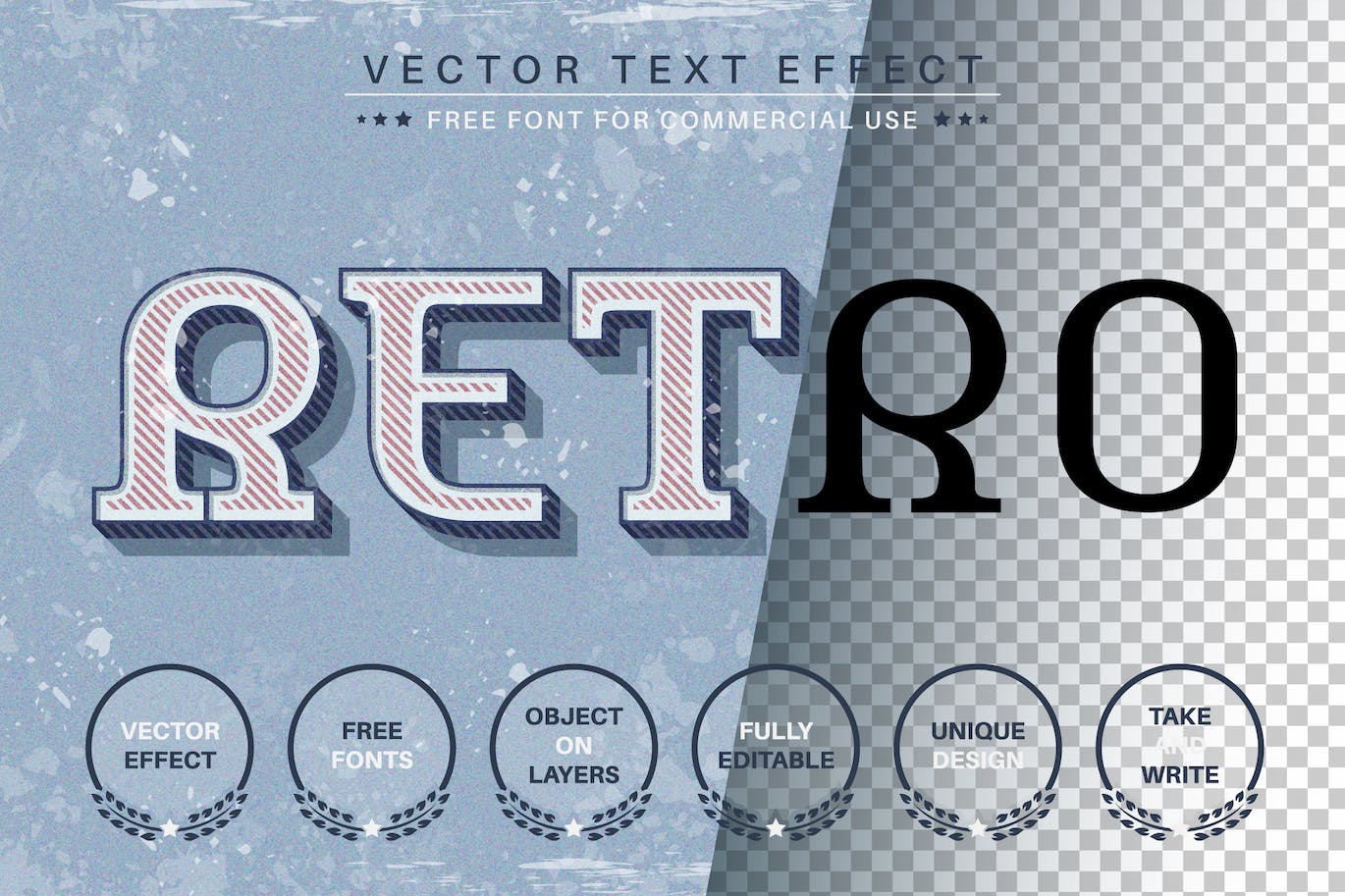 经典复古矢量文字效果字体样式 Classic Retro – Editable Text Effect, Font Style 插件预设 sucaiwan.com