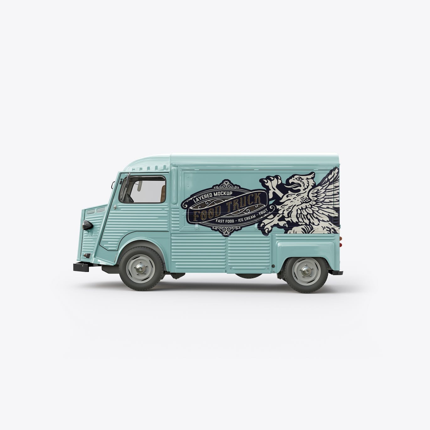 复古食品餐车广告展示样机图 Vintage Food Truck Mockup 样机素材 sucaiwan.com