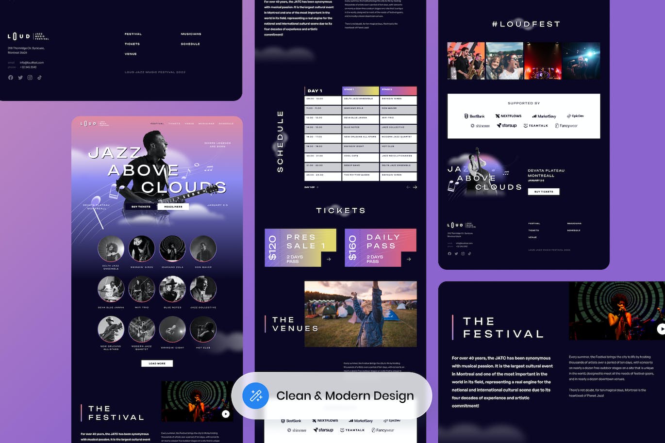 音乐节网站着陆页UI设计模板 Loud – Music Festival Landing Page APP UI sucaiwan.com