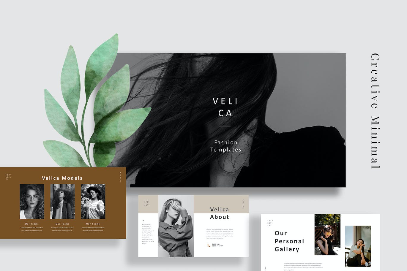 时尚商业品牌谷歌幻灯片创意模板 Velica Fashion Google Slides 幻灯图表 sucaiwan.com