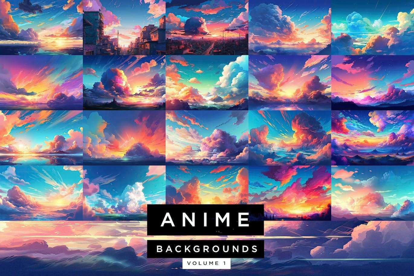 21张动漫风格天空背景图素材JPG 图片素材 sucaiwan.com