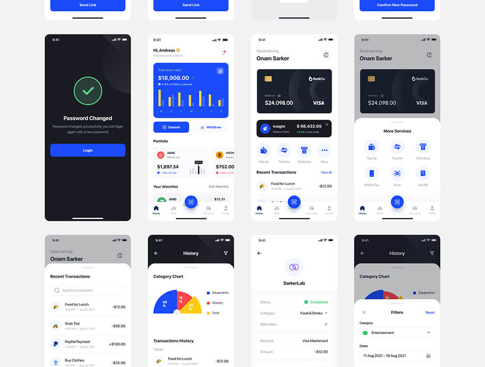 适用于电子钱包和金融行业的现代App UI设计套件 APP UI sucaiwan.com
