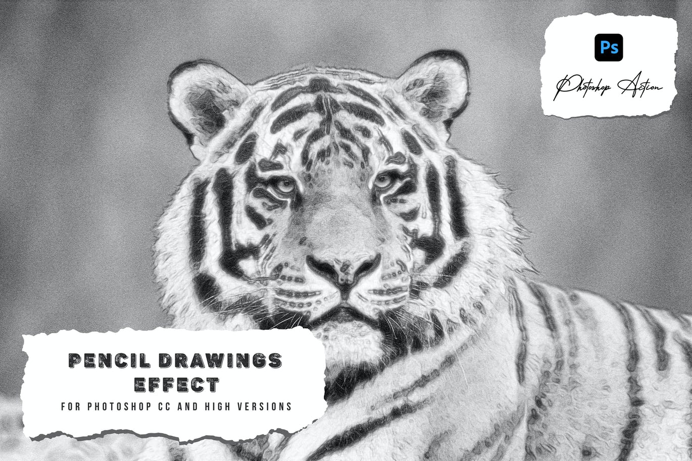 铅笔画效果照片处理PS动作 Pencil Drawings Effect Photoshop Action 插件预设 sucaiwan.com