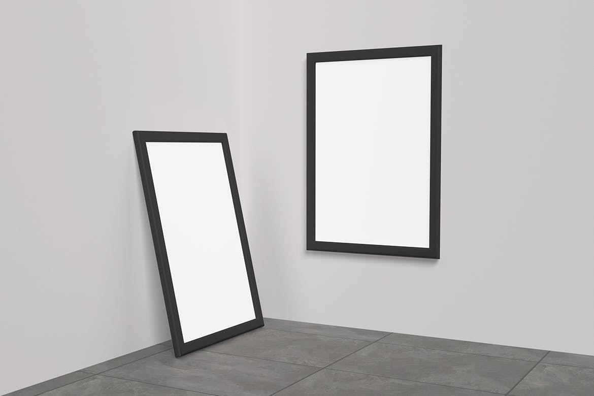 墙角作品展示画框架样机图psd模板 Frame Mockup 样机素材 sucaiwan.com
