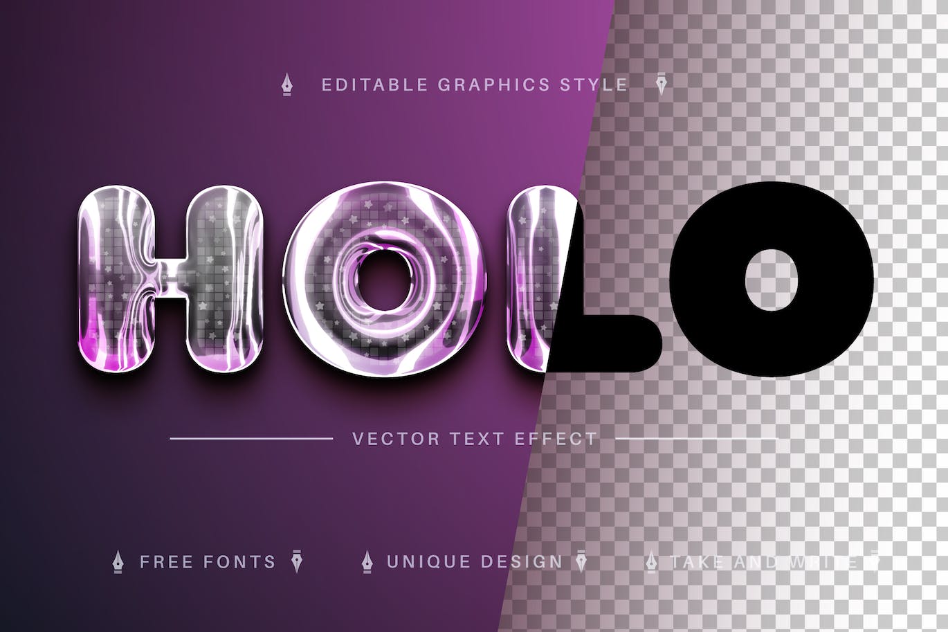 半透明全息矢量文字效果字体样式 Holo – Editable Text Effect, Font Style 插件预设 sucaiwan.com