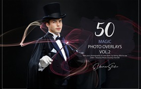 50个魔法彩色波浪线条照片叠层背景素材v2 50 Magic Photo Overlays – Vol. 2