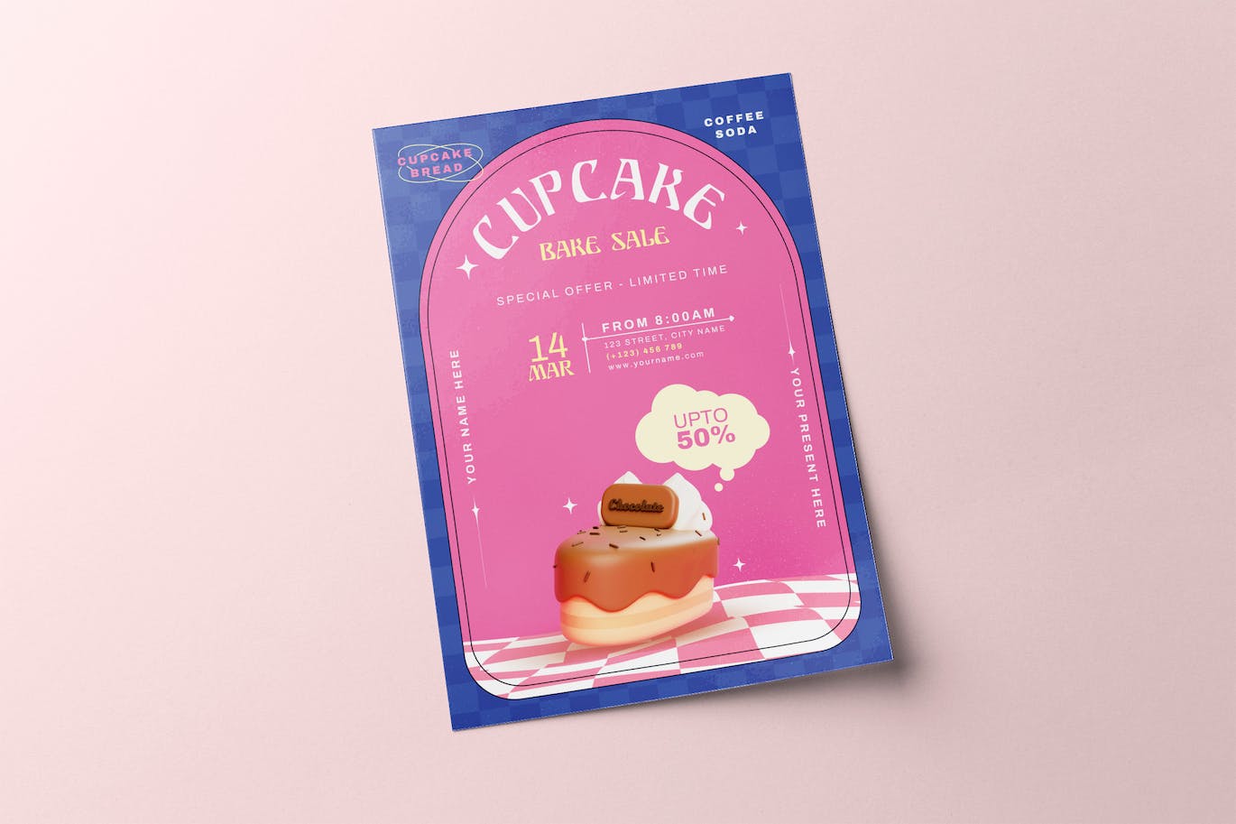 纸杯蛋糕烘焙销售海报模板 Cupcake Bake Sale Flyer 设计素材 sucaiwan.com