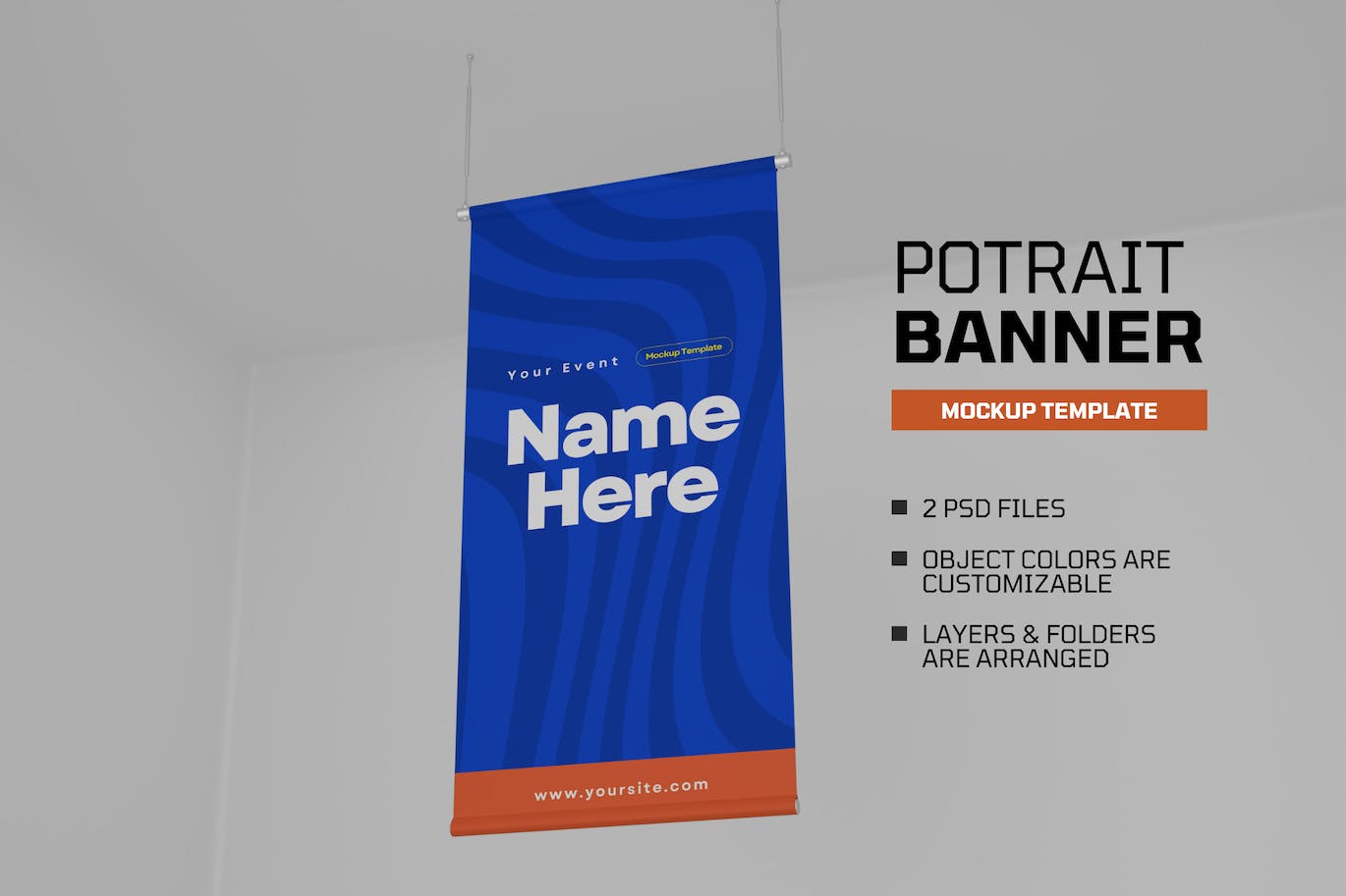 吊挂活动旗帜设计样机图 Event Potrait Banner Mockup 样机素材 sucaiwan.com
