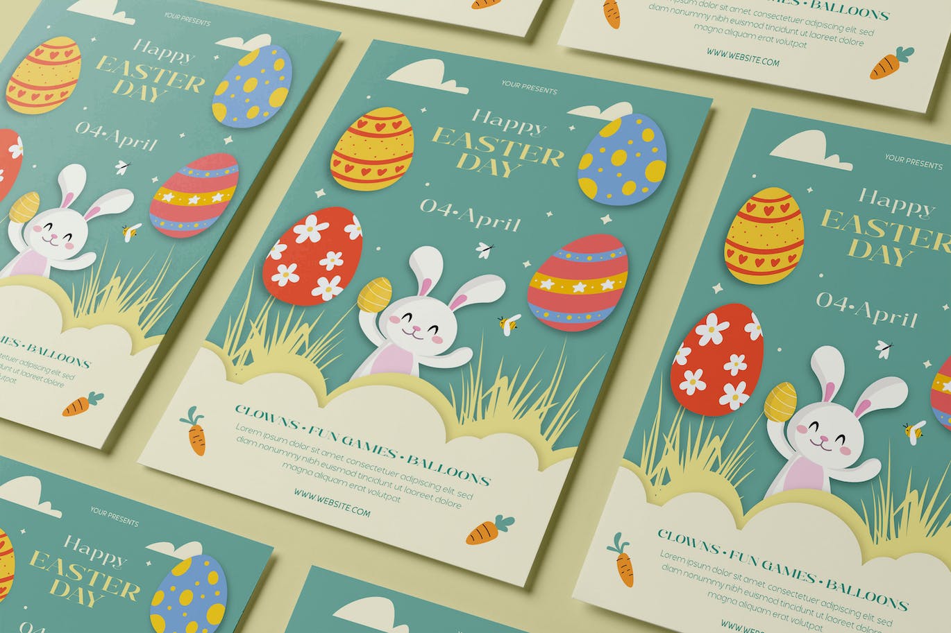 复活节快乐海报素材 Flyer Happy Easter Day 设计素材 sucaiwan.com