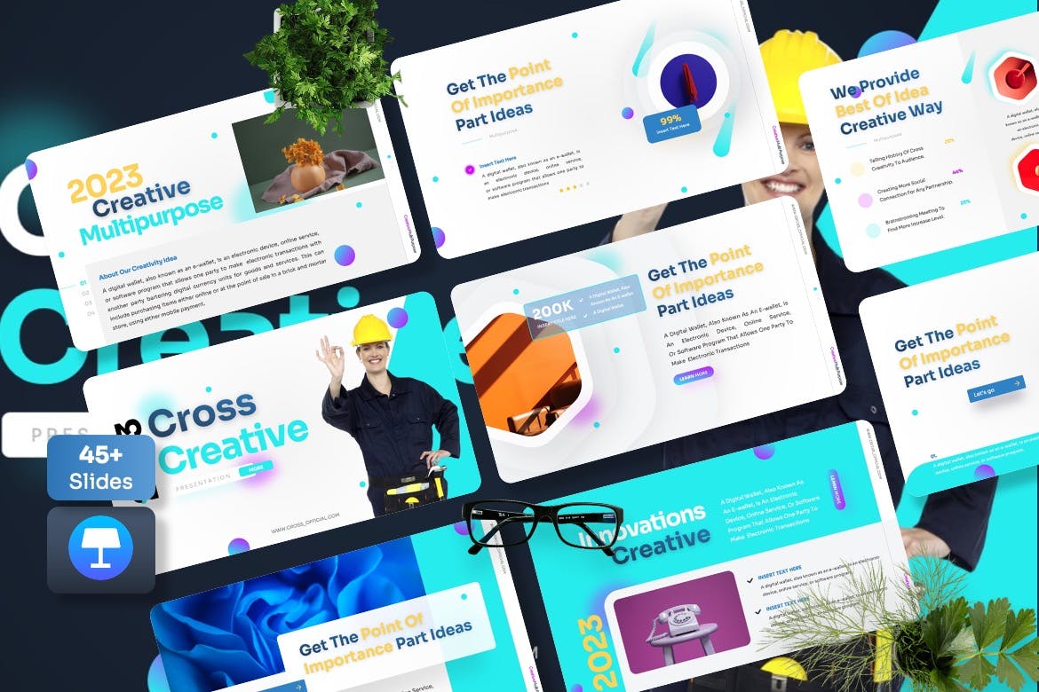 创意设计演示Keynote幻灯片模板 Cross – Creative Keynote Template 幻灯图表 sucaiwan.com
