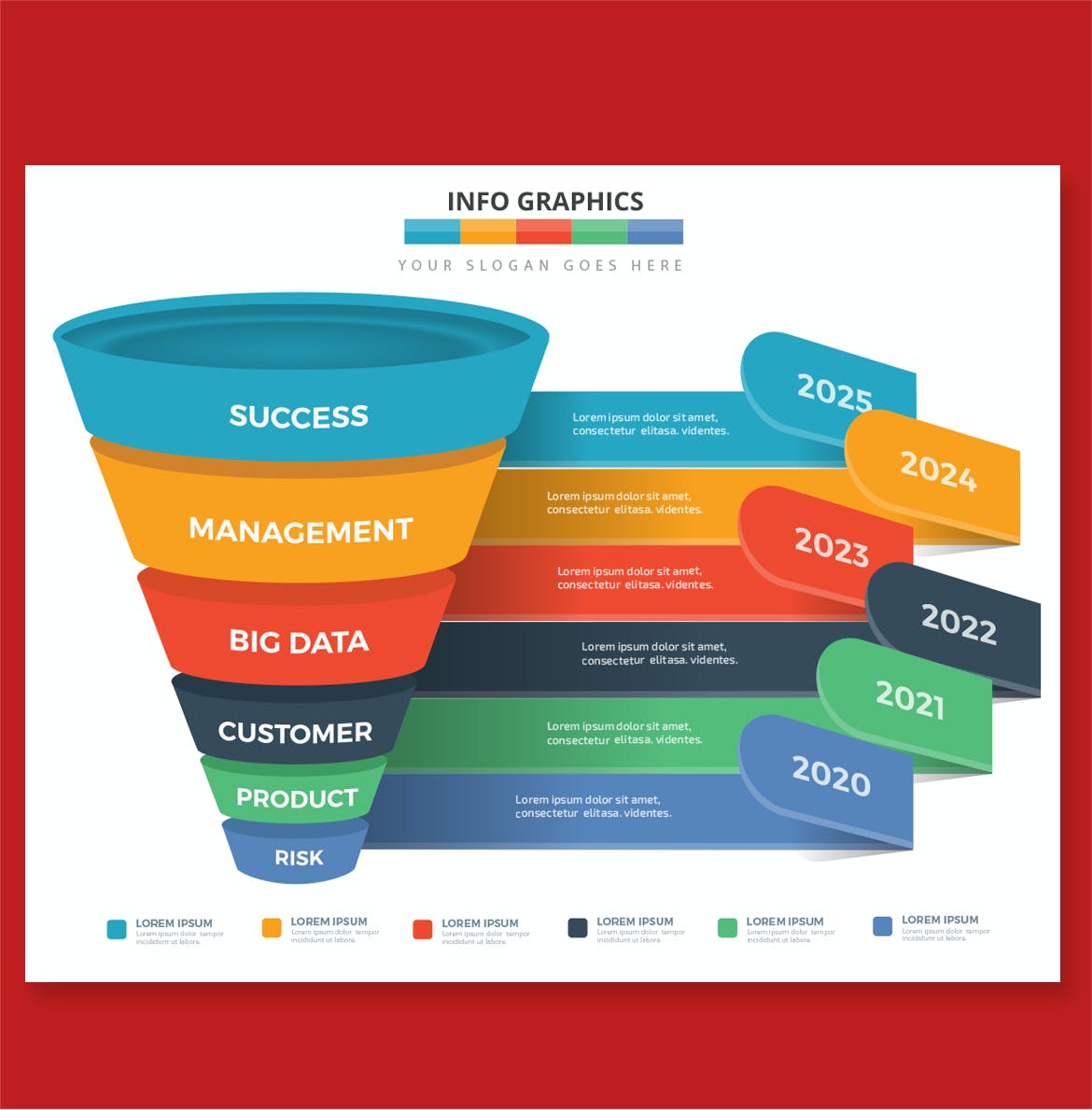漏斗时间轴信息图表模板 Funnel Infographics 幻灯图表 sucaiwan.com