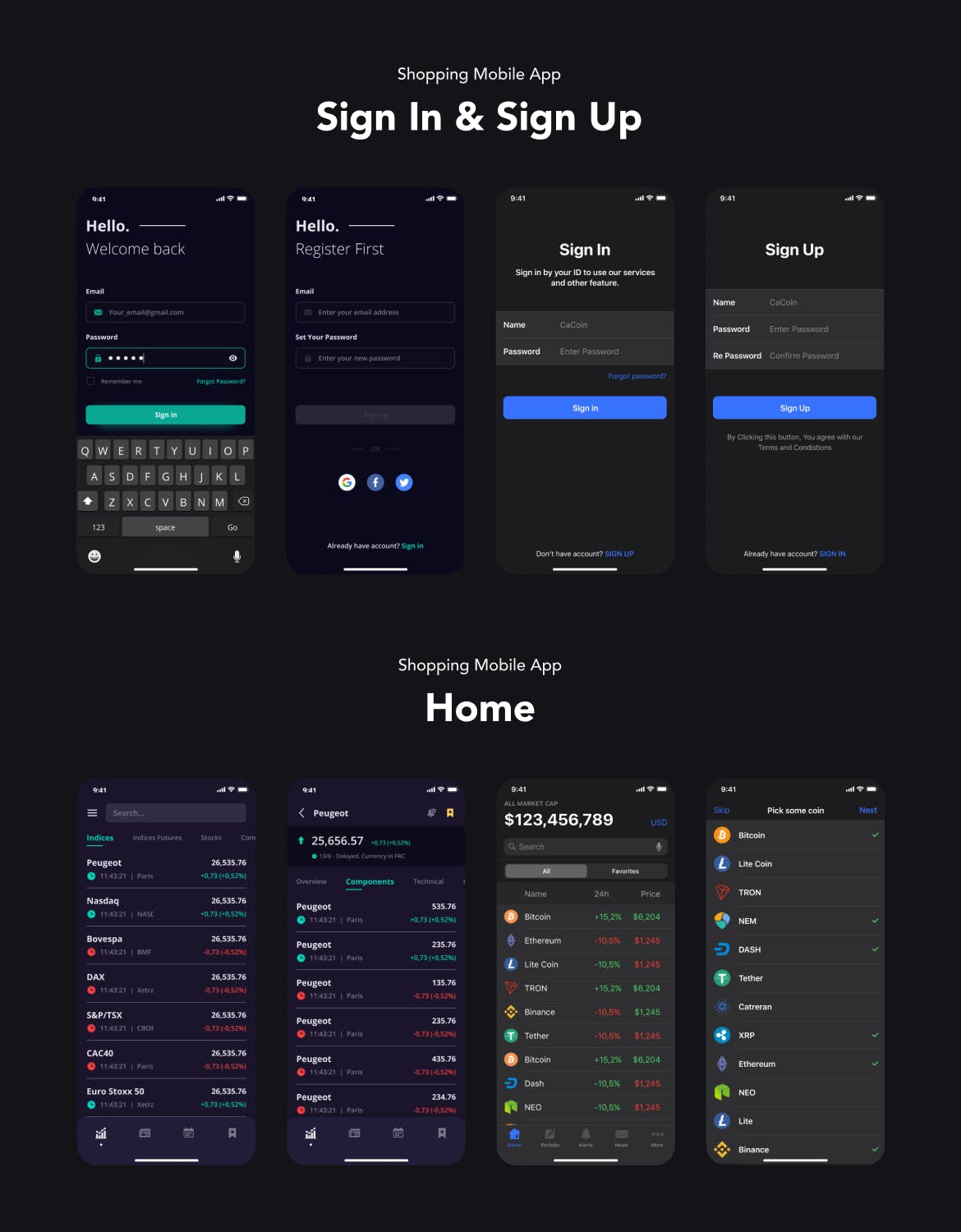 股票市场App应用程序界面设计UI套件模板 Stok – Stock Market App UI Kit APP UI sucaiwan.com