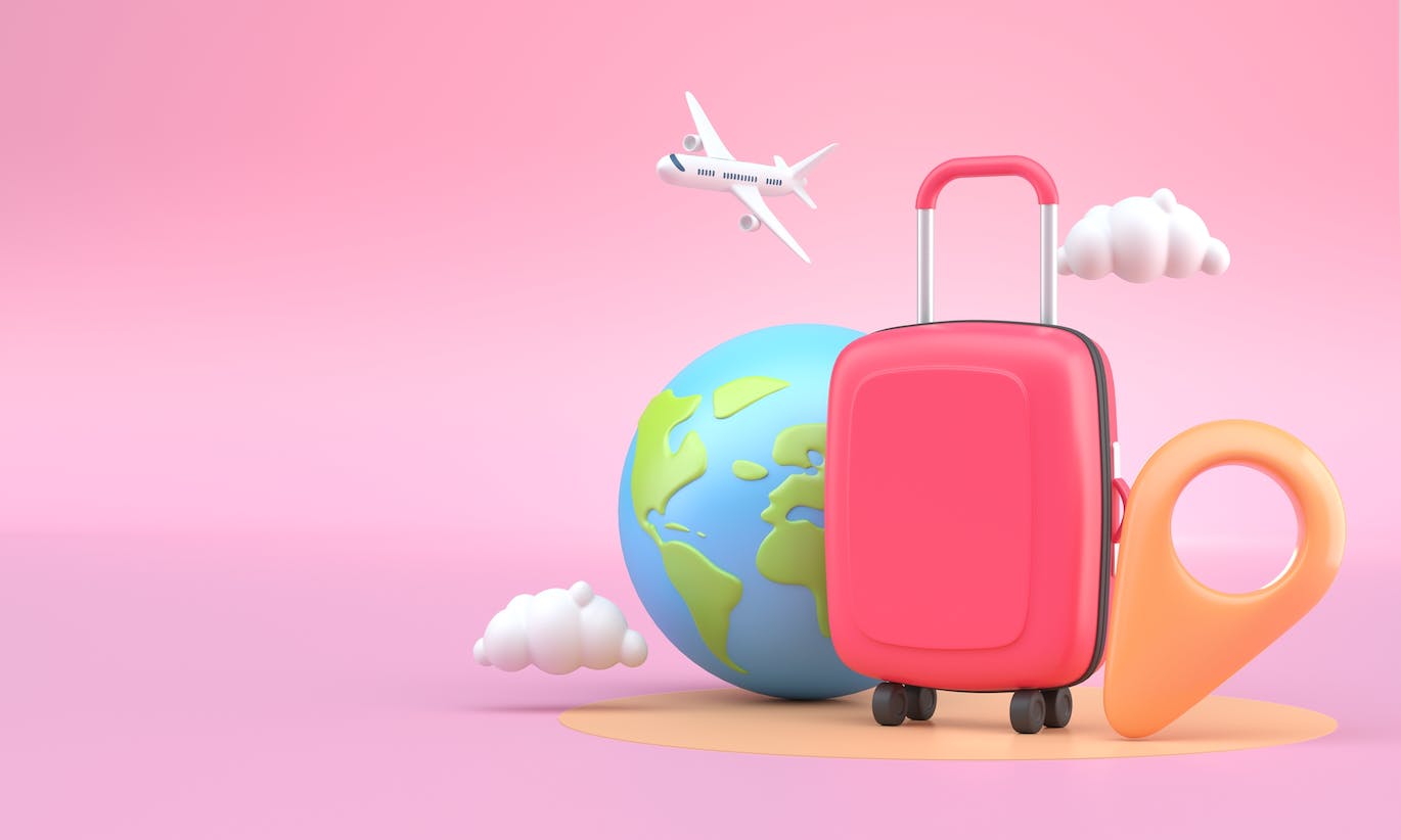 旅行元素3D对象插画psd素材 Set Traveling objects 设计素材 sucaiwan.com