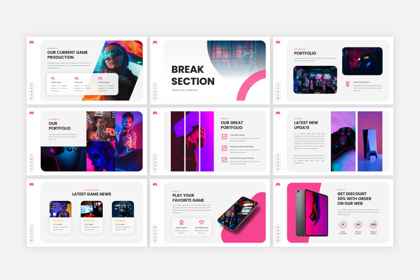 游戏工作室Powerpoint模板下载 Everwork – Gaming Studio PowerPoint Template 幻灯图表 sucaiwan.com