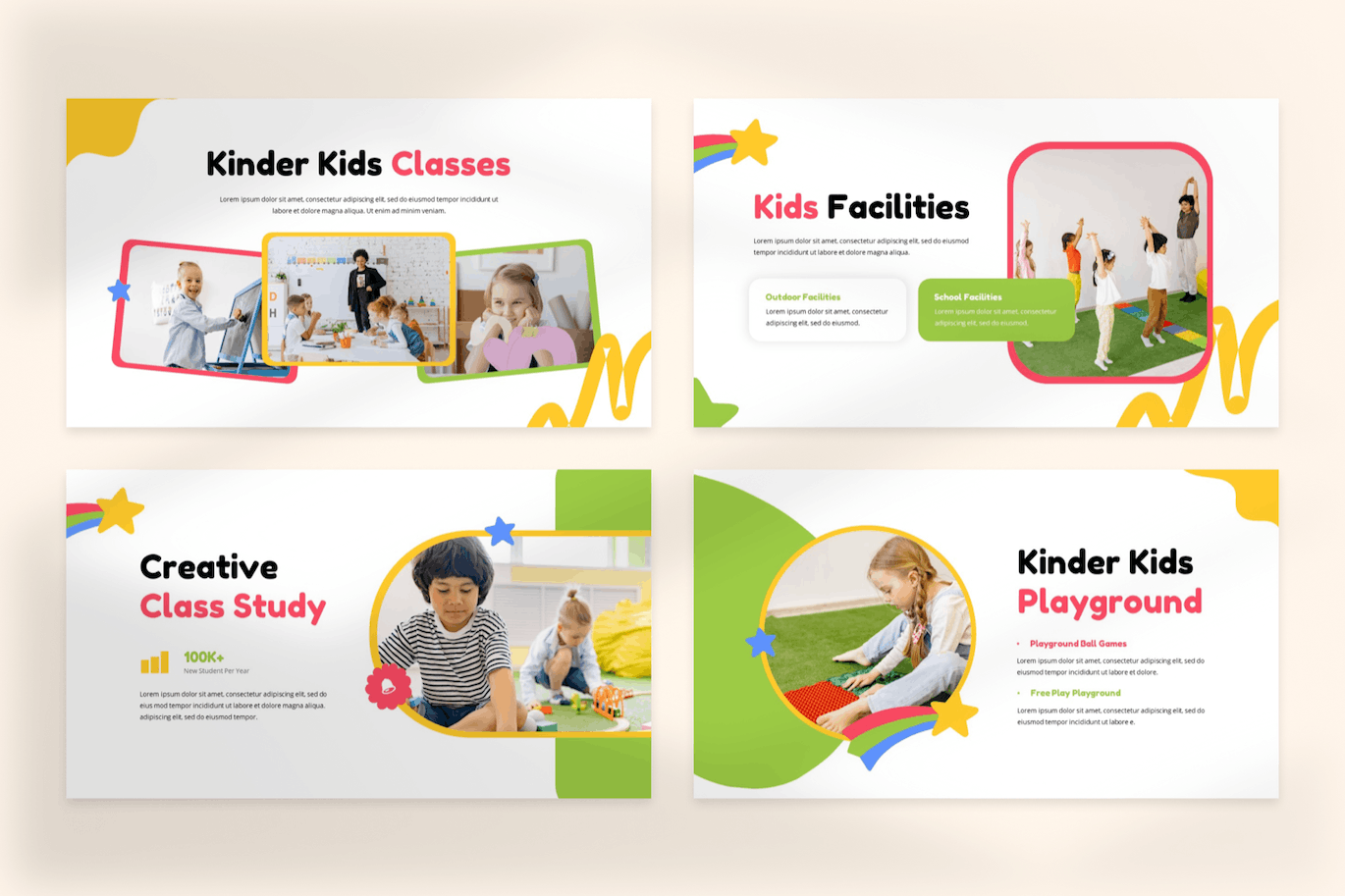 幼儿园和学前班PPT模板 Kinder Kids – Kindergarten & Preschool Powerpoint 幻灯图表 sucaiwan.com