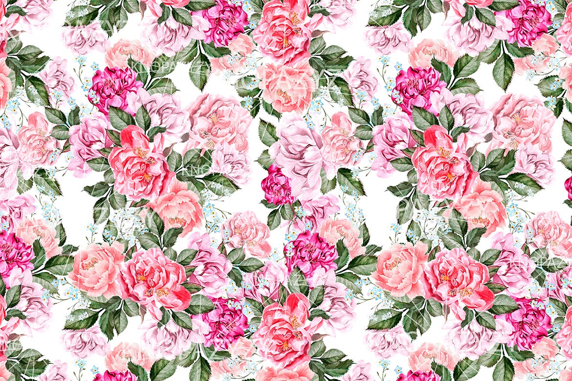 16个水彩多彩花朵图案素材 16 Watercolor Pattern 图片素材 sucaiwan.com