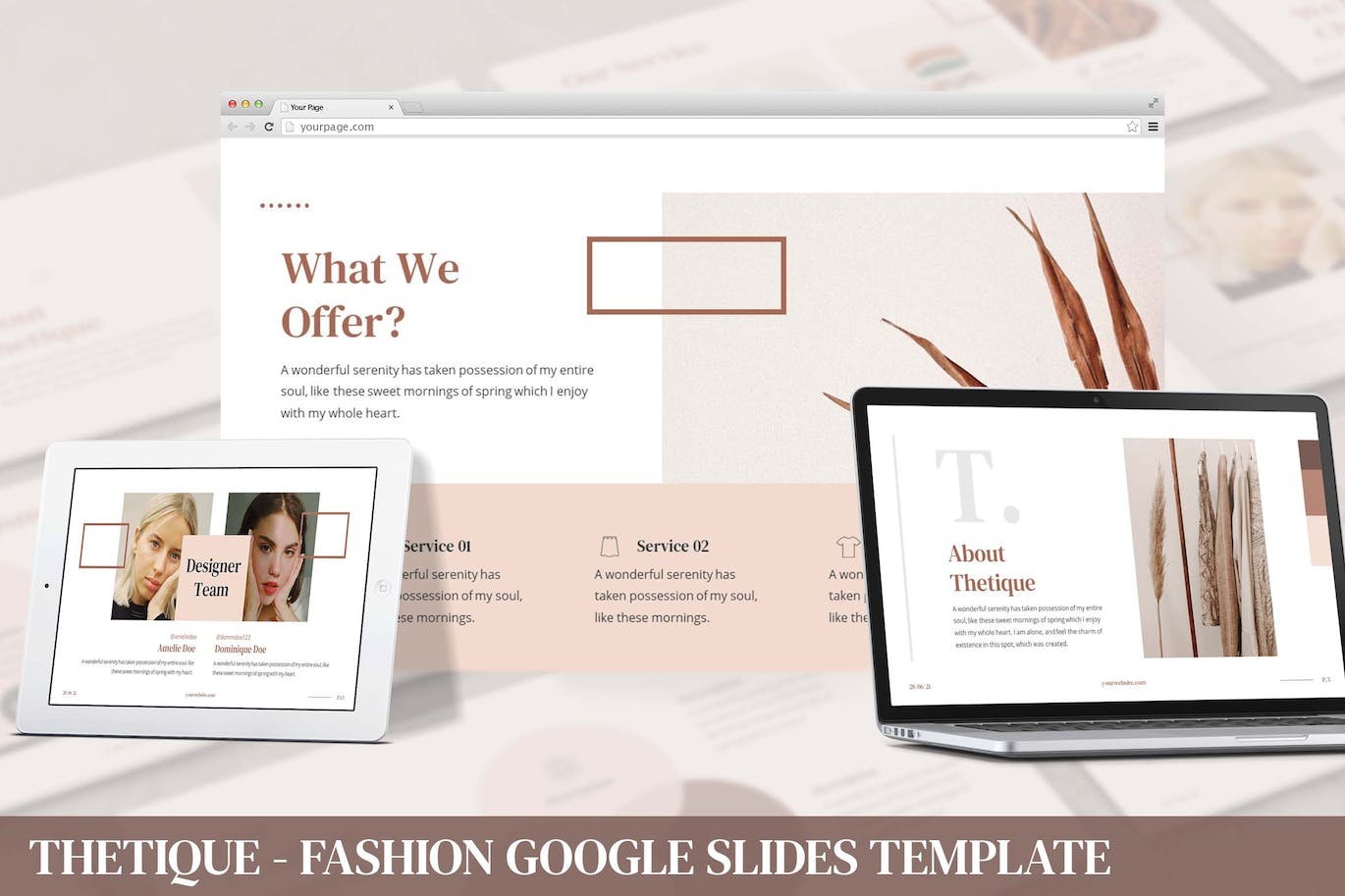 简洁美观时尚Google幻灯片模板素材 Thetique – Fashion Google Slides Template 幻灯图表 sucaiwan.com