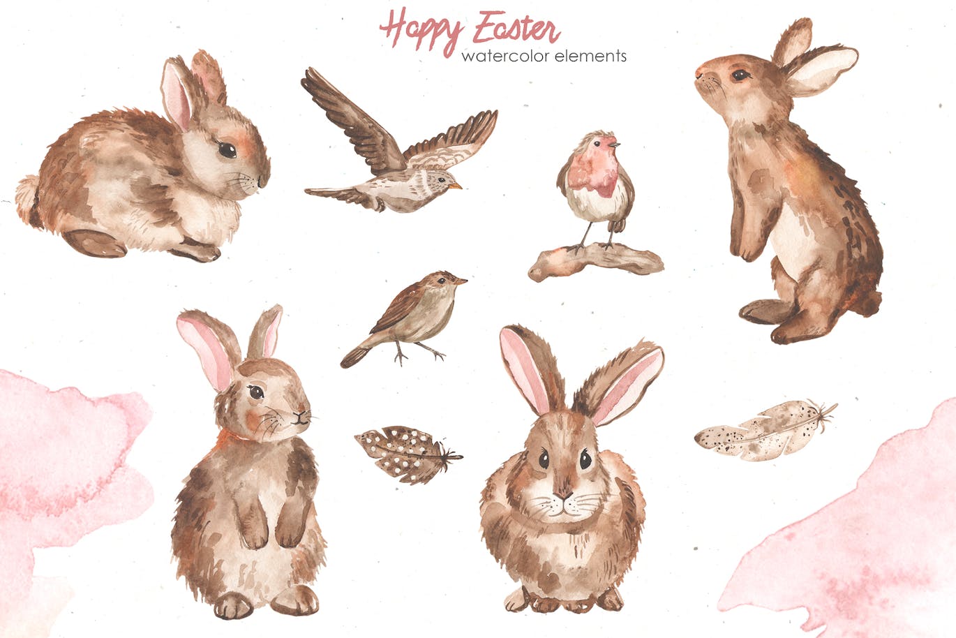 复活节快乐元素水彩画集 Happy Easter watercolor 图片素材 sucaiwan.com