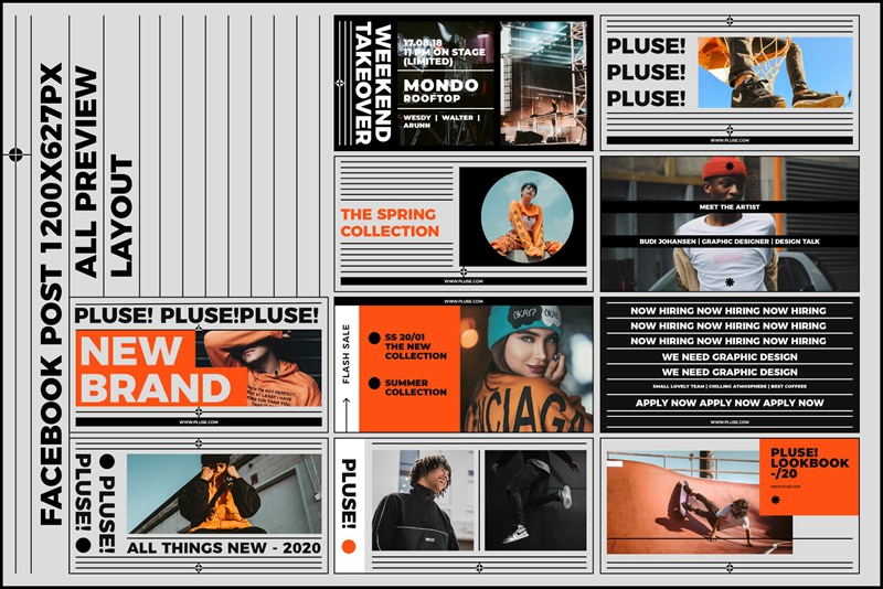 PLUSE! 大胆新潮现代抽象简约时髦错版文字社交媒体PSD模板 图片素材 第7张-素材湾丨精选海外优质设计素材资源 PLUSE! 大胆新潮现代抽象简约时髦错版文字社交媒体PSD模板 图片素材 sucaiwan.com