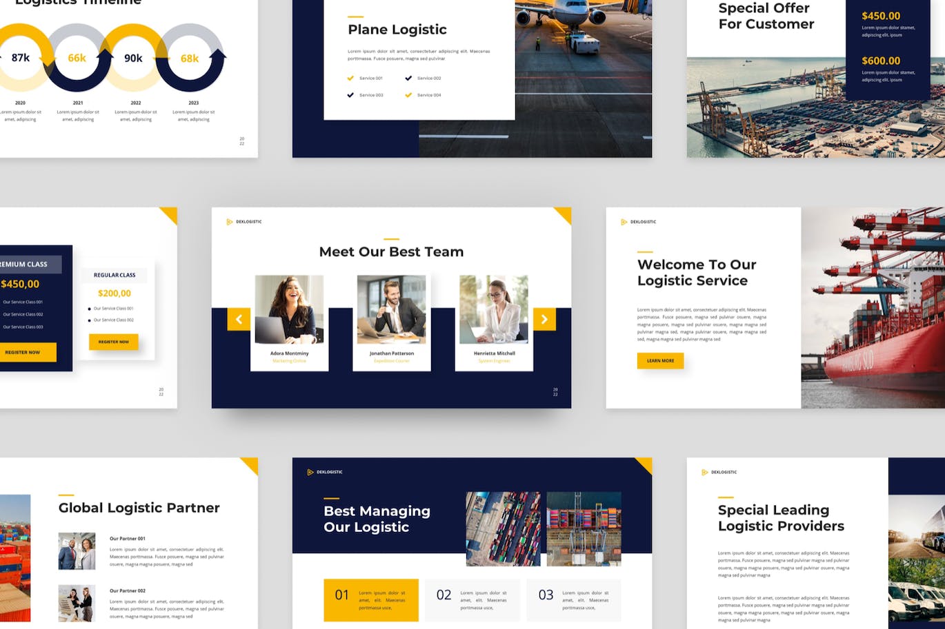 物流和航运服务PPT幻灯片模板素材 Dexlogistic – Logistic & Shipping Powerpoint 幻灯图表 sucaiwan.com
