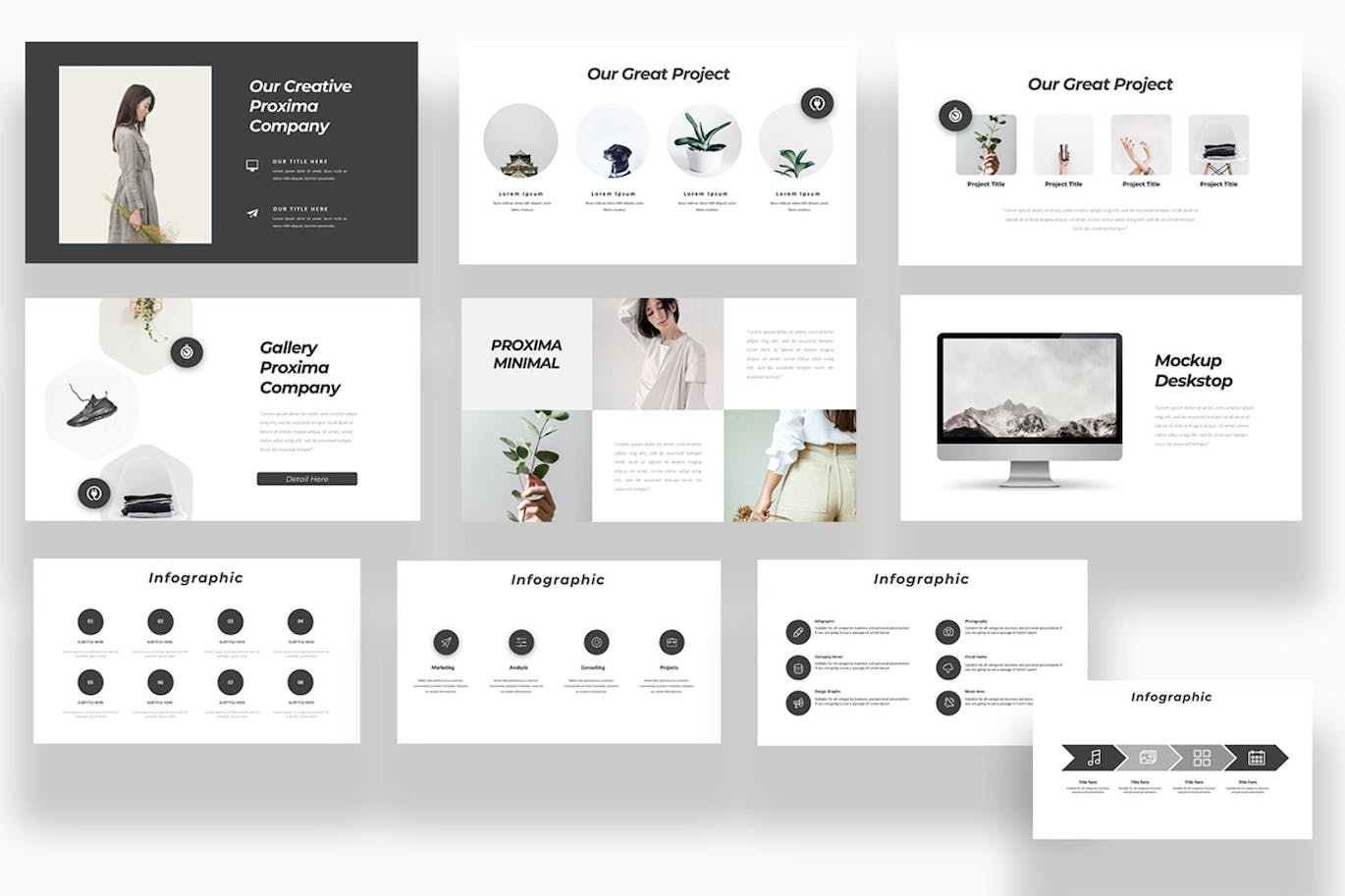 极简作品集Keynote演示文稿 Proxima Minimal Keynote Template 幻灯图表 sucaiwan.com