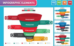 分层漏斗图信息图表模板 Funnel Infographics Design