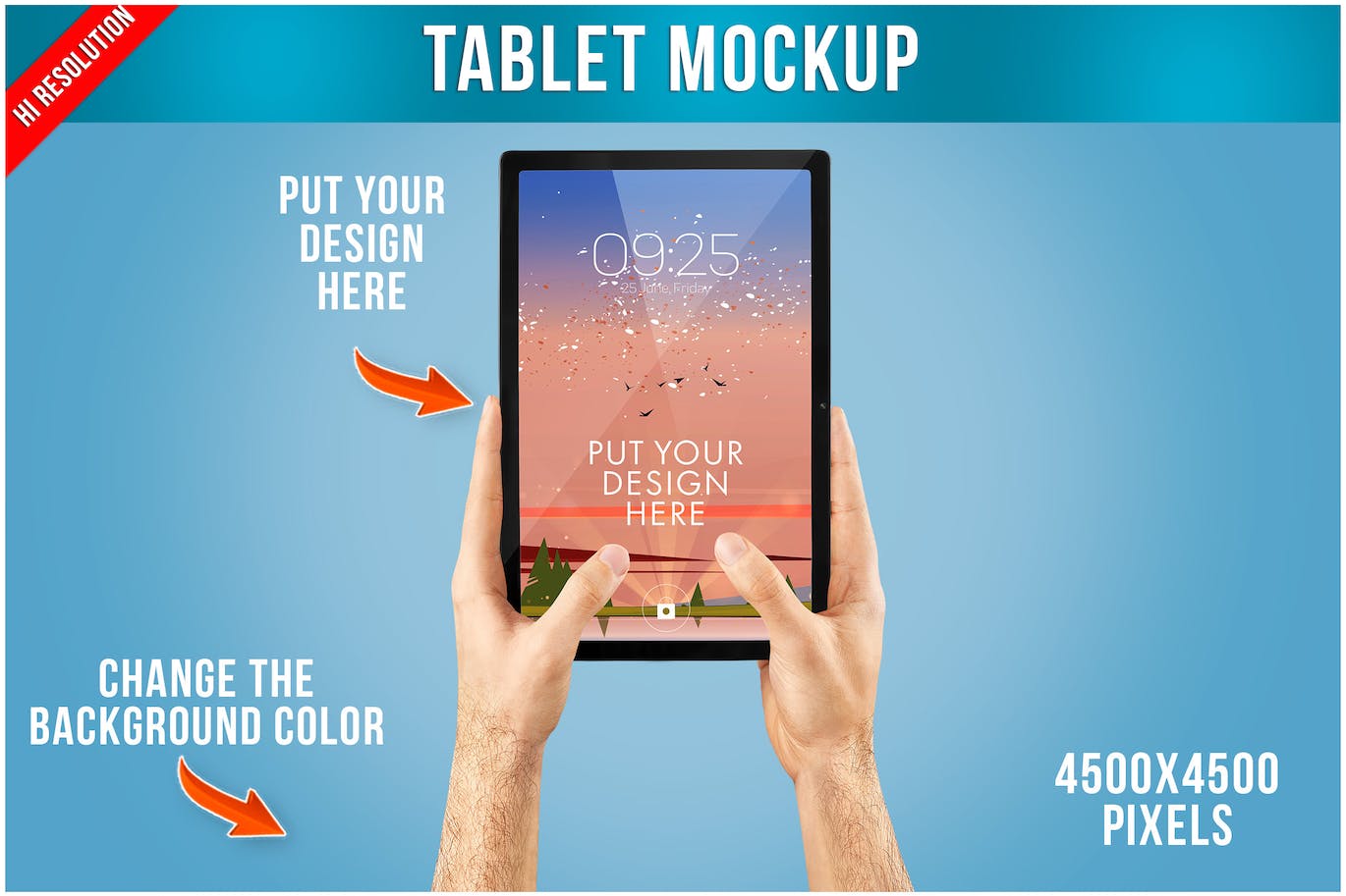 双手使用场景iPad平板电脑样机 Tablet Mockup in Hand Template 样机素材 sucaiwan.com
