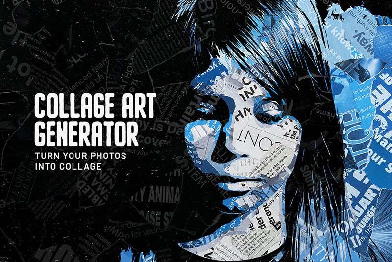 剪报杂志拼贴画效果PS图层样式 插件预设 sucaiwan.com