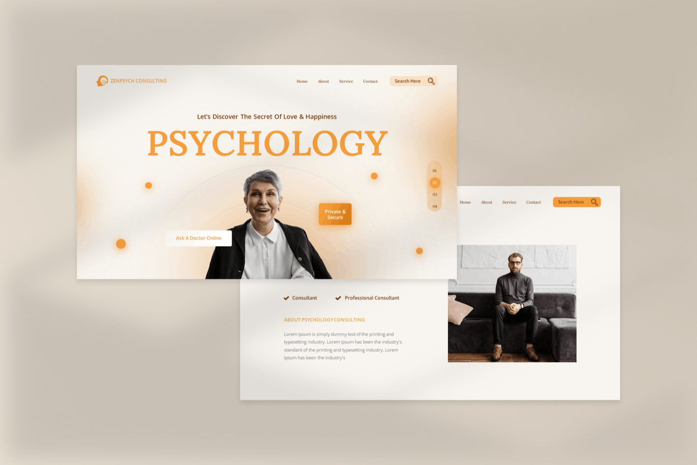 心理学咨询PPT创意模板 Zenpsych – Psychology Consulting Powerpoint 幻灯图表 sucaiwan.com
