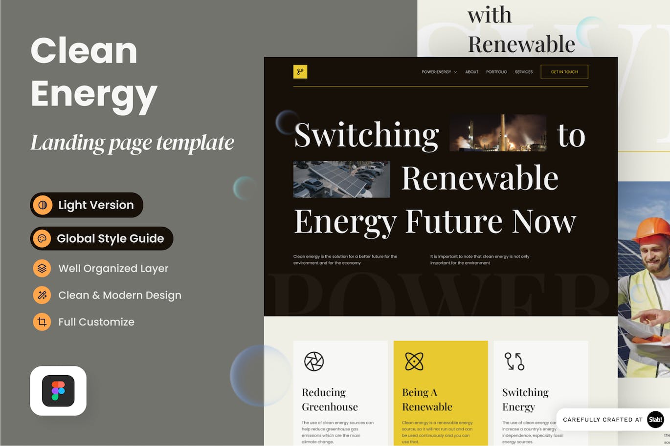 可再生能源网站着陆页面设计模板 Onicrom – Clean Energy Landing Page APP UI sucaiwan.com