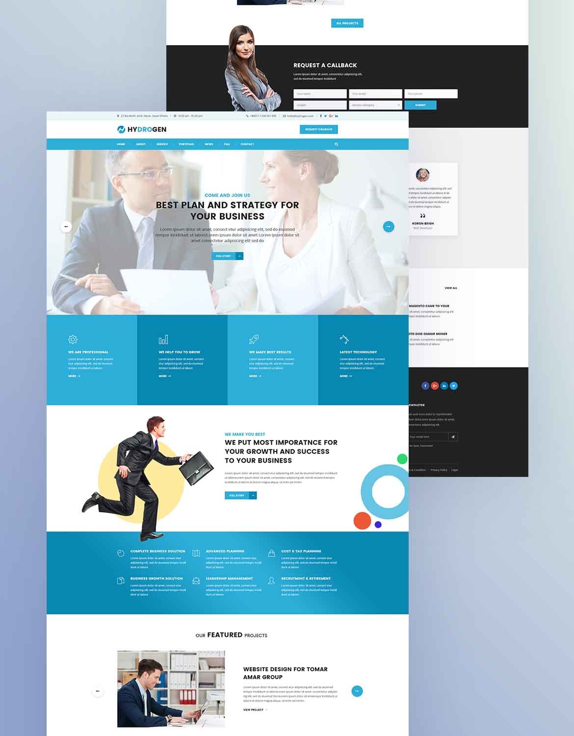 公司和商业网站着陆页PSD模板 Hydrogen – Corporate & Business Psd Template APP UI sucaiwan.com
