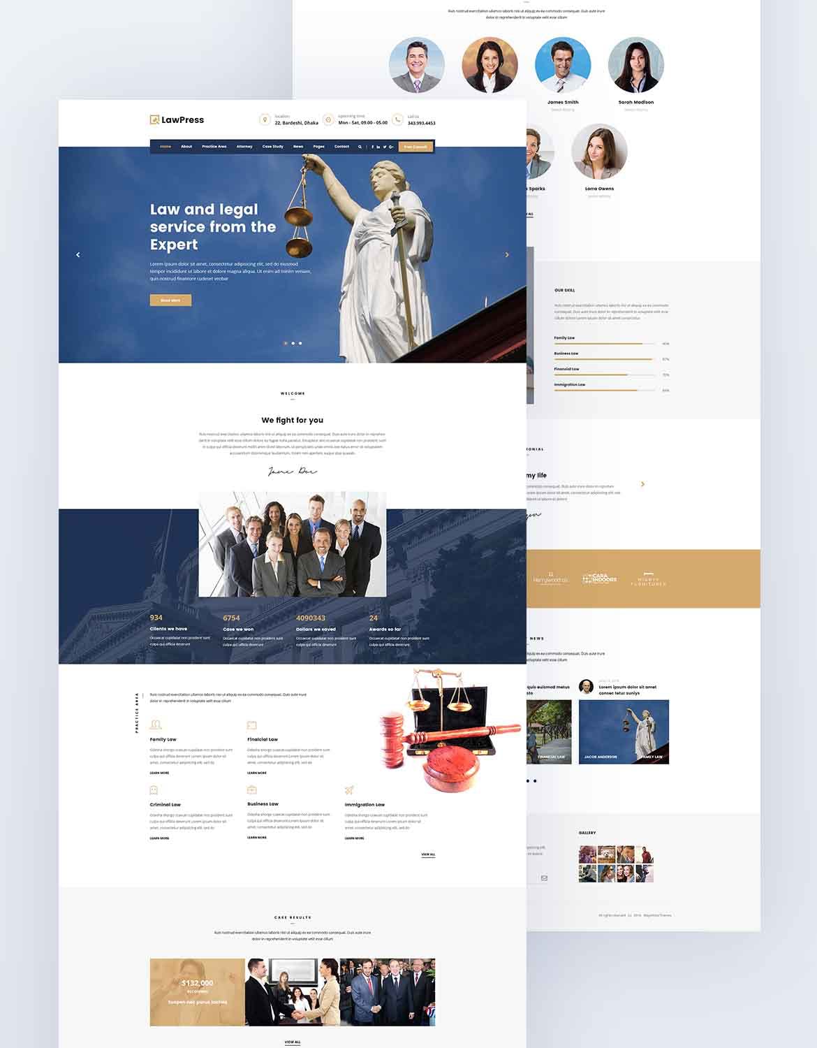 法律/法律机构网站着陆页PSD模板 LawPress – Law, Law Agency Website PSD Template APP UI sucaiwan.com