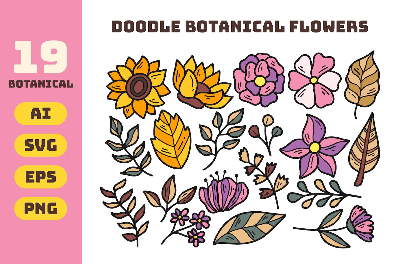涂鸦系列植物图标素材 Doodle Botanical Collection 图标素材 sucaiwan.com