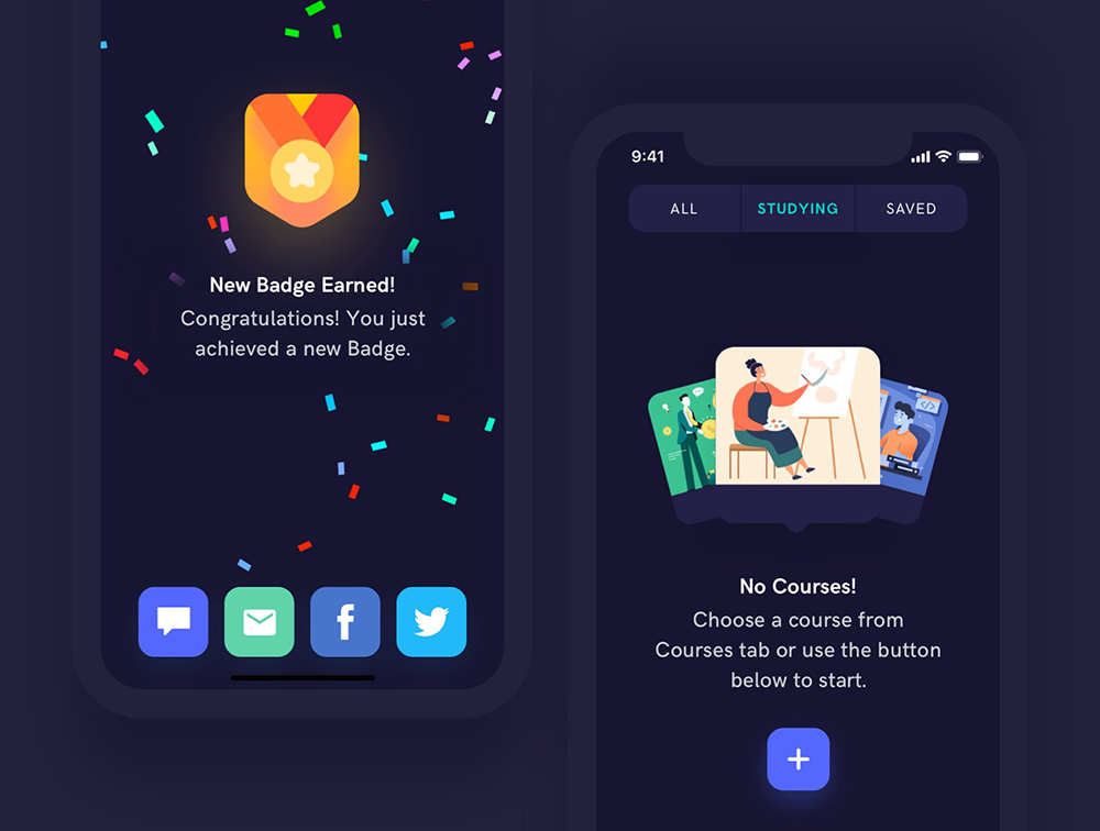 在线课程教育App移动应用程序UI套件 APP UI sucaiwan.com