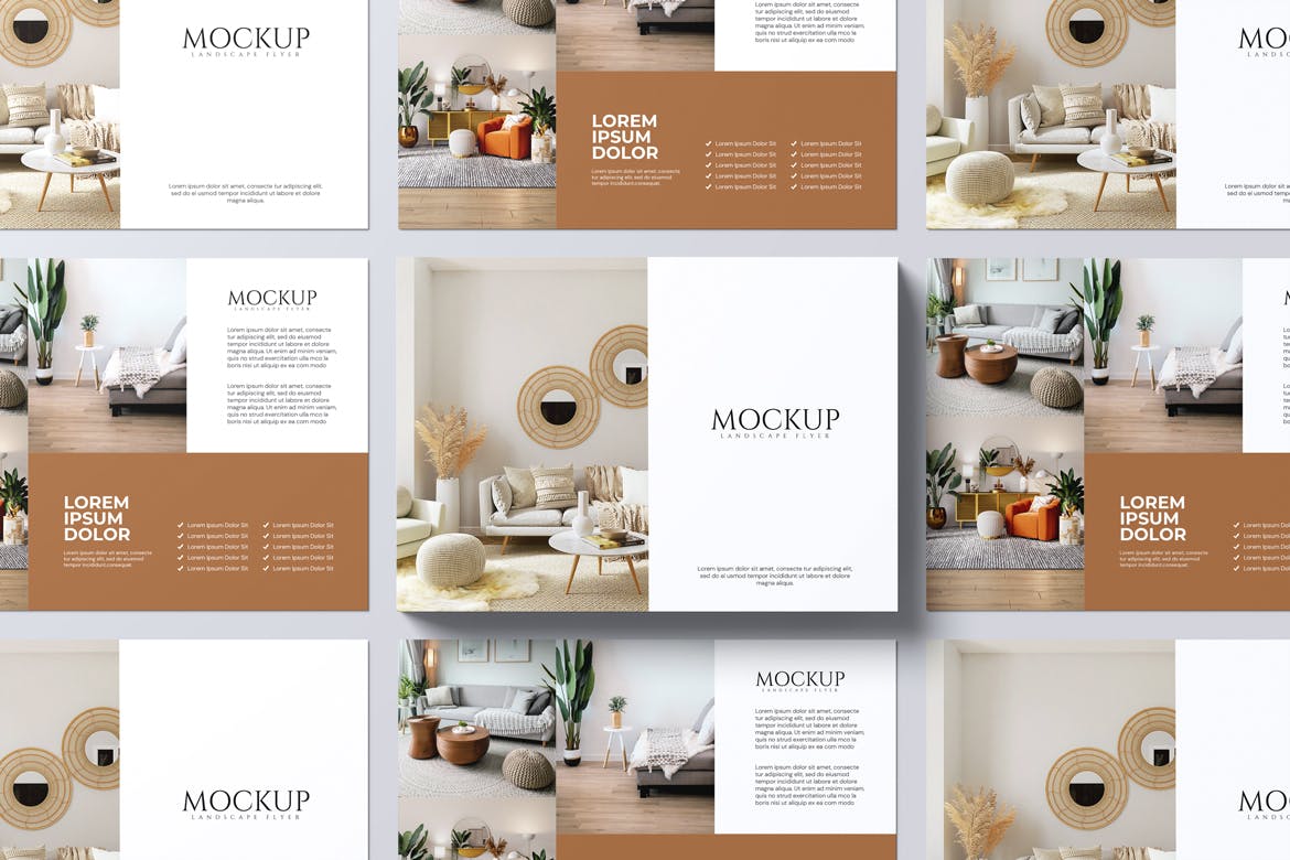 横版产品传单设计样机图 Landscape Flyer Mockup 样机素材 sucaiwan.com