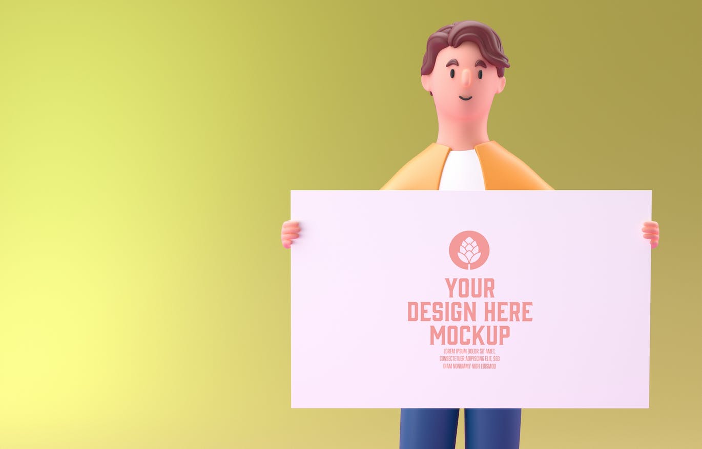 3D人物白板屏幕&手机样机图psd素材 Set People with white Board and Mobile Mockup 样机素材 sucaiwan.com