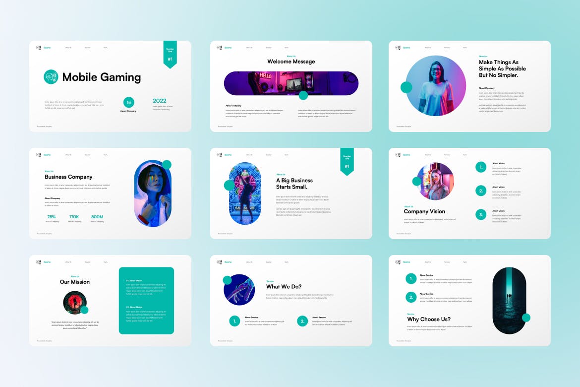 电竞游戏业务PPT创意模板 Gaming Powerpoint Presentation 幻灯图表 sucaiwan.com