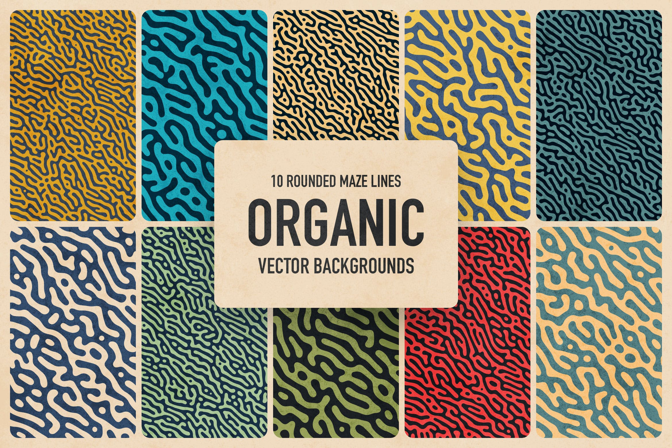 圆形彩色迷宫线条矢量背景 Organic Rounded Maze Lines Vector Backgrounds 图片素材 sucaiwan.com