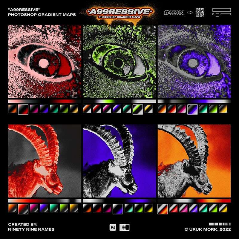 140个潮流酸性渐变色PS预设，grd格式 插件预设 sucaiwan.com